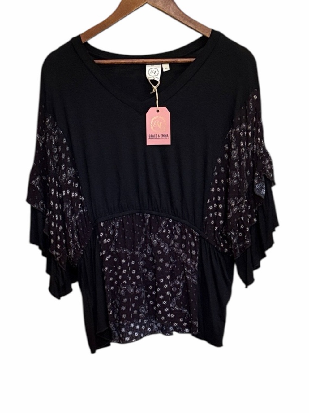 NWT Grace and Emma Flutter Sleeve Top